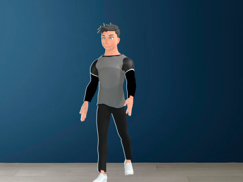 Cartoon male and female Rigged Low-poly 3D Model