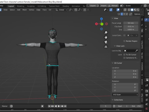Cartoon male and female Rigged Low-poly Modèle 3D