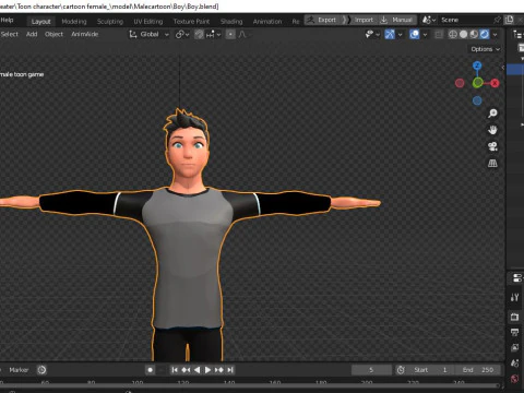 Cartoon male and female Rigged Low-poly 3D Model