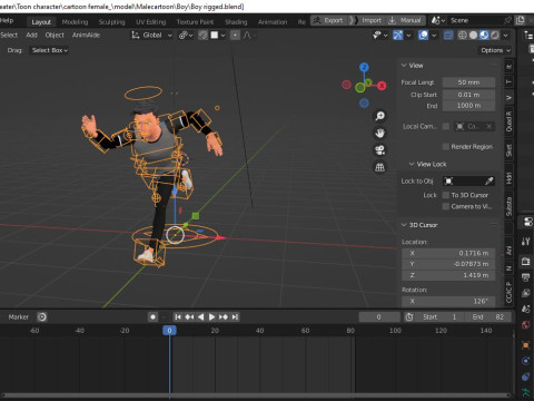 Cartoon male and female Rigged Low-poly Modèle 3D
