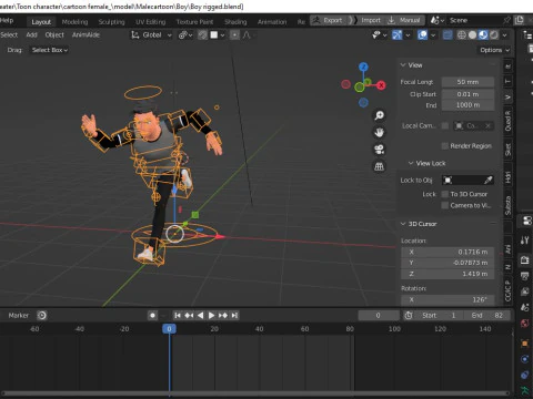 Cartoon male and female Rigged Low-poly 3D Model
