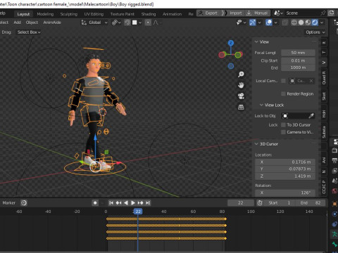 Cartoon male and female Rigged Low-poly Modèle 3D