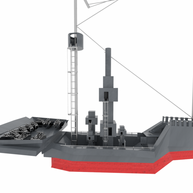 battle destroyer ship Model 3D .c4d .max .obj .3ds .fbx .stl .blend