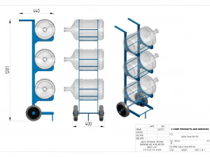 20 लीटर बोतल के लिए हैंड ट्रक ट्रॉली 3D मॉडल
