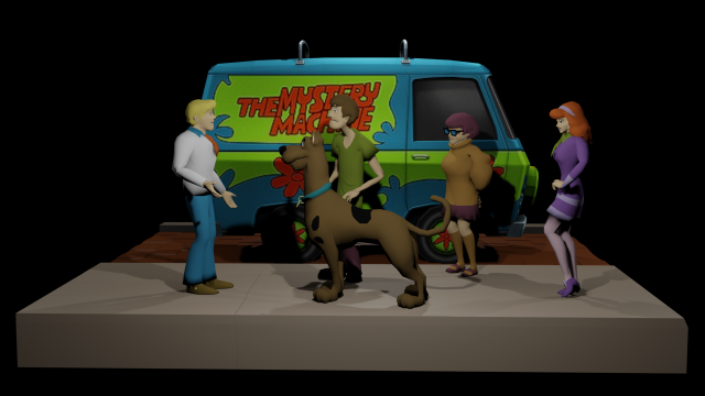Scooby Doo Diorama 3D Print Model .c4d .max .obj .3ds .fbx .stl .blend 