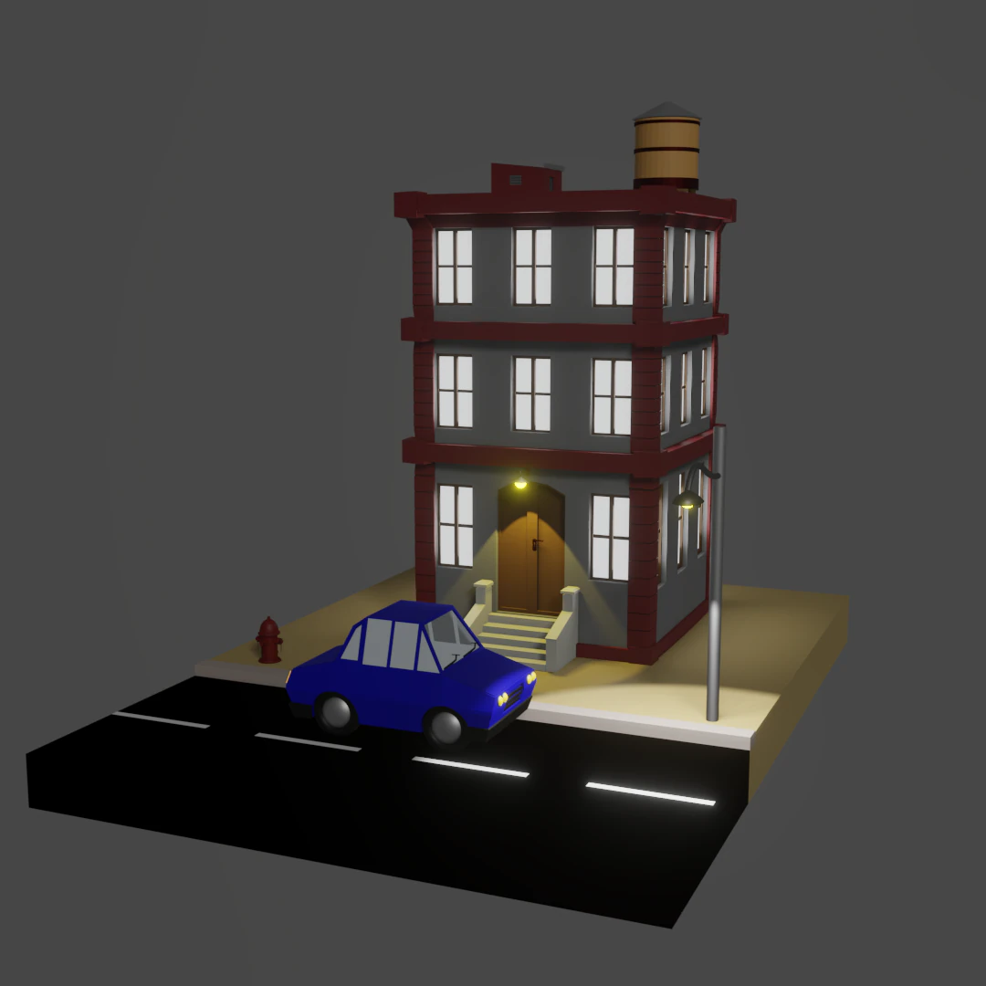 Cartoon Building 3D Model .c4d .max .obj .3ds .fbx .stl .blend 