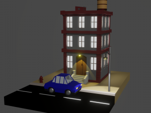 Cartoon Building 3D Model