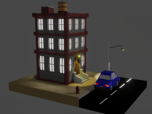 Cartoon Building 3D Модель