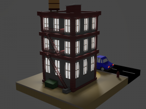 Cartoon Building 3D Модель