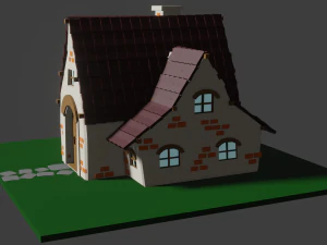 Cartoon Little House 3D Model