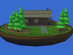 Діорама дерев'яної хатини 3D Модель