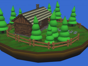 Wooden Hut Diorama Modelo 3D