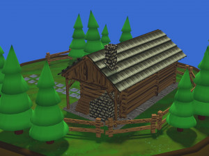 Wooden Hut Diorama Modelo 3D