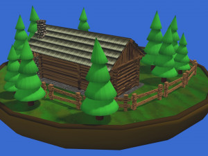 Wooden Hut Diorama Modelo 3D