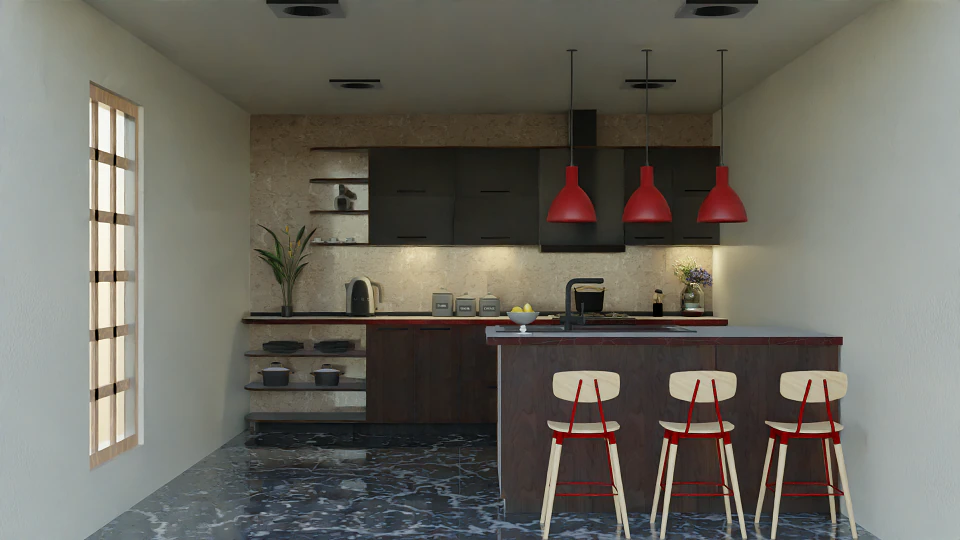 Modern Kitchen 3D Model .c4d .max .obj .3ds .fbx .stl .blend 