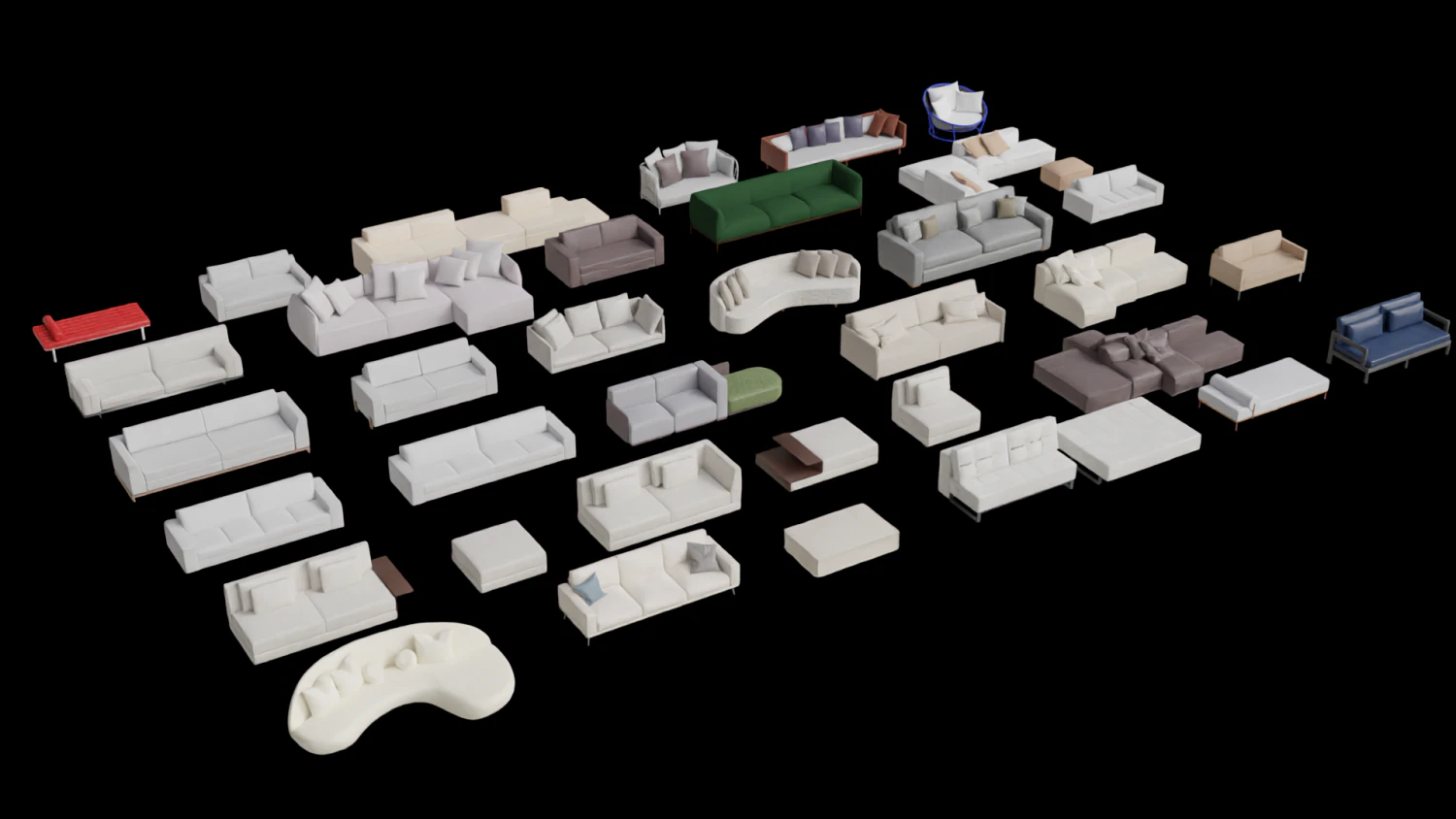 Asset Sofa Model 3D Blend FBX OBJ 3D Model .c4d .max .obj .3ds .fbx .stl .blend