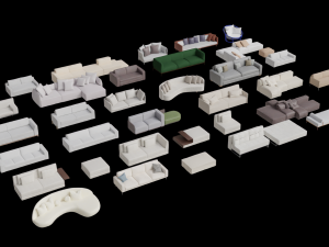 Asset Sofa Model 3D Blend FBX OBJ Modelo 3D