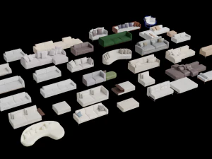 Asset Sofa Model 3D Blend FBX OBJ 3D Model