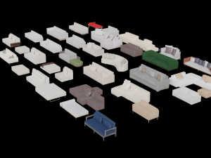 Asset Sofa Model 3D Blend FBX OBJ Modello 3D