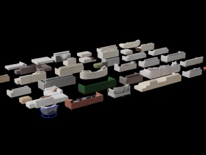 Asset Sofa Model 3D Blend FBX OBJ 3D Model