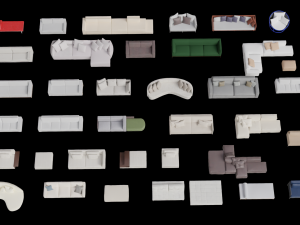 Asset Sofa Model 3D Blend FBX OBJ Modello 3D
