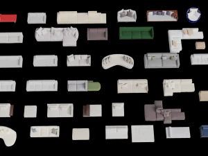 Asset Sofa Model 3D Blend FBX OBJ 3D Model