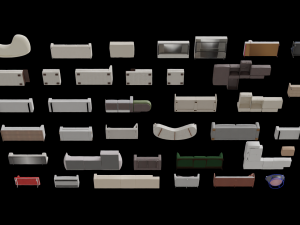Asset Sofa Model 3D Blend FBX OBJ Modello 3D