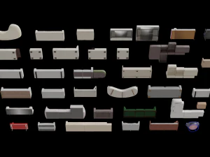 Asset Sofa Model 3D Blend FBX OBJ 3D Model