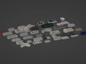 Asset Sofa Model 3D Blend FBX OBJ 3D Model
