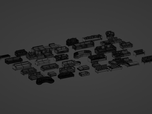 Asset Sofa Model 3D Blend FBX OBJ Modello 3D