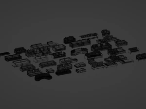 Asset Sofa Model 3D Blend FBX OBJ 3D Model