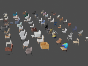Assets Chairs Model 3D Blend FBX OBJ 3D Model