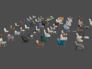 Assets Chairs Model 3D Blend FBX OBJ 3D Model