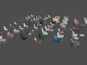 Assets Chairs Model 3D Blend FBX OBJ 3D Model