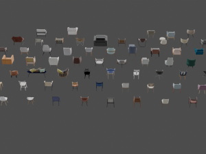 Assets Chairs Model 3D Blend FBX OBJ 3D Model