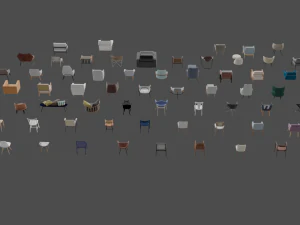 Assets Chairs Model 3D Blend FBX OBJ 3D Model