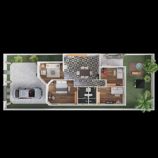 3D Plan Floor House 3D Model .c4d .max .obj .3ds .fbx .stl .blend 