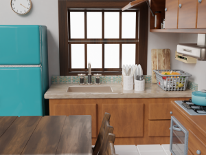 Isometric Kitchen Low Poly Blend FBX OBJ 3D Model