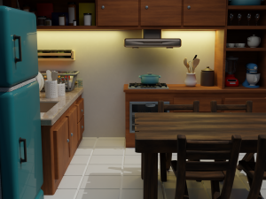 Isometric Kitchen Low Poly Blend FBX OBJ 3D Model