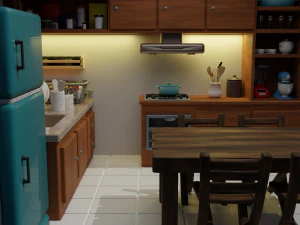 Isometric Kitchen Low Poly Blend FBX OBJ 3D Model