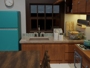 Isometric Kitchen Low Poly Blend FBX OBJ 3D Model