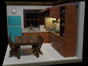 Isometric Kitchen Low Poly Blend FBX OBJ 3D Model
