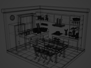 Isometric Kitchen Low Poly Blend FBX OBJ 3D Model