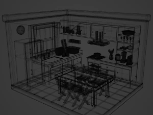 Isometric Kitchen Low Poly Blend FBX OBJ 3D Model