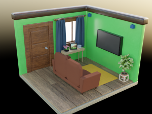 Isometric Room Low poly Blend FBX OBJ 3D Model