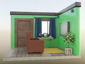 Isometric Room Low poly Blend FBX OBJ 3D Model