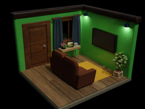 Isometric Room Low poly Blend FBX OBJ 3D Model