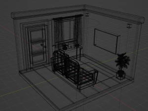 Isometric Room Low poly Blend FBX OBJ 3D Model