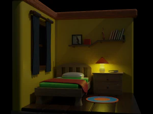 Isometric Room Low poly Blend FBX OBJ 3D Model