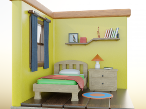 Isometric Room Low poly Blend FBX OBJ 3D Model